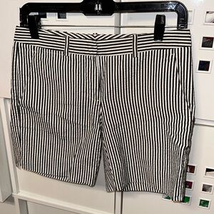 Theory Black and White Seersucker Shorts